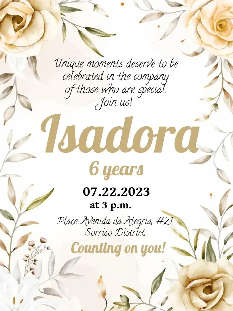 Invitation Delicate Floral – Birthday theme floral, delicate, elegant, soft, romantic, garden