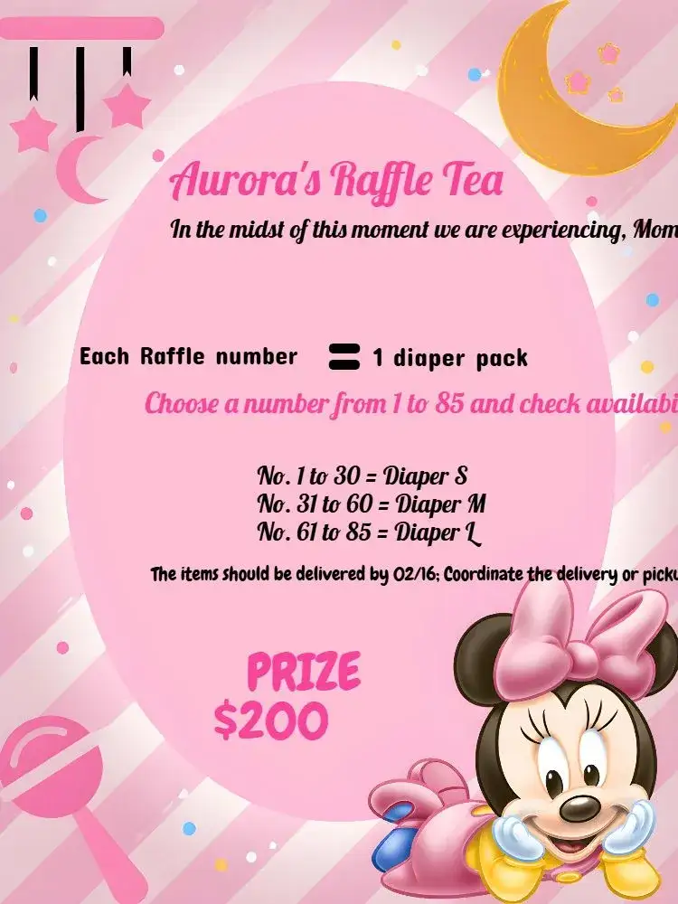 Invitation Minnie Mouse Tea Raffle Party – Raffle Tea theme colorful, childish, themed, fun, Disney, modern
