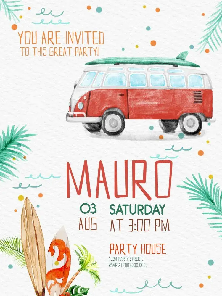 Kids Surf Event invitation