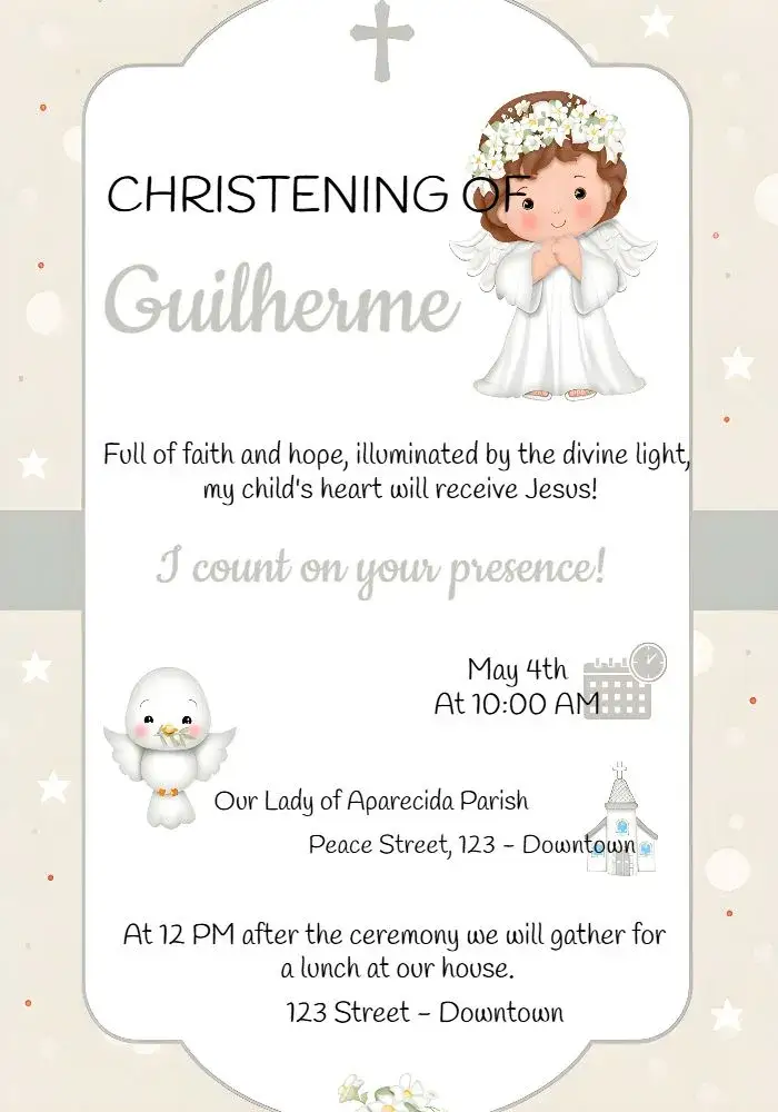 Invitation Angel Baptism Boy Girl – Baptism theme blue, white, minimalist, modern, delicate, neutral
