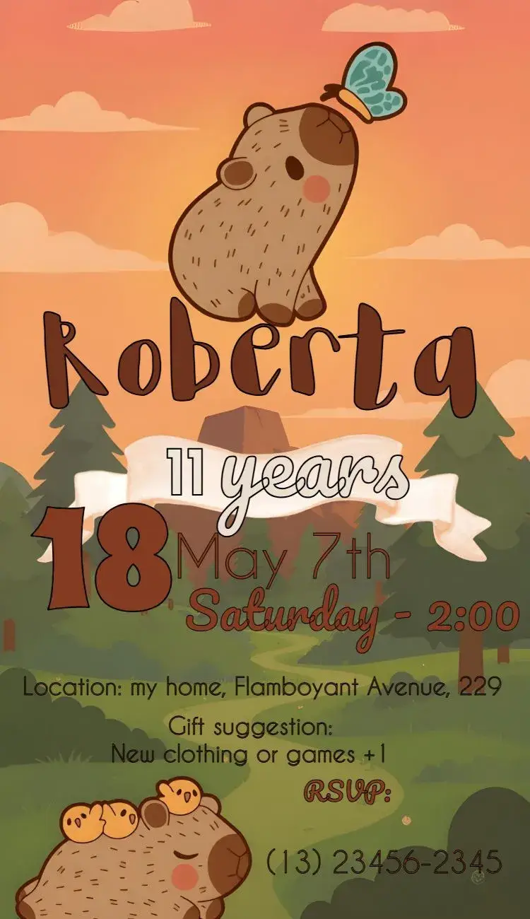 Capivara Party invitation