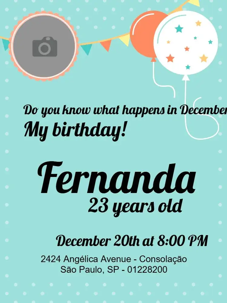 Invitation Photo – Birthday theme blue, festive, modern, colorful, childlike, cheerful