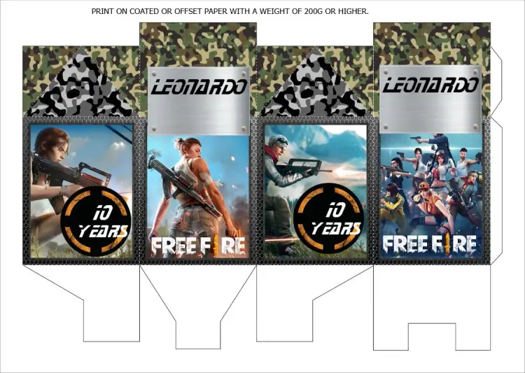 Free Fire Milk Box Template invitation