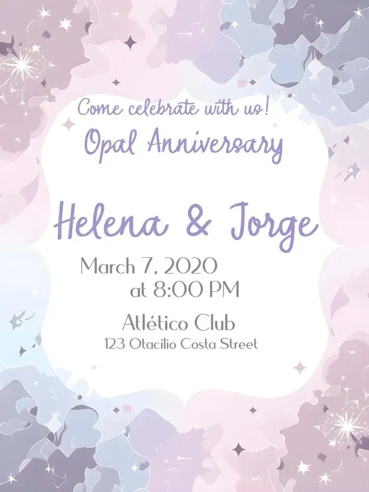 Invitation Opal Wedding Anniversary 24 – Bridal Shower theme minimalist, elegant, modern, colorful, romantic