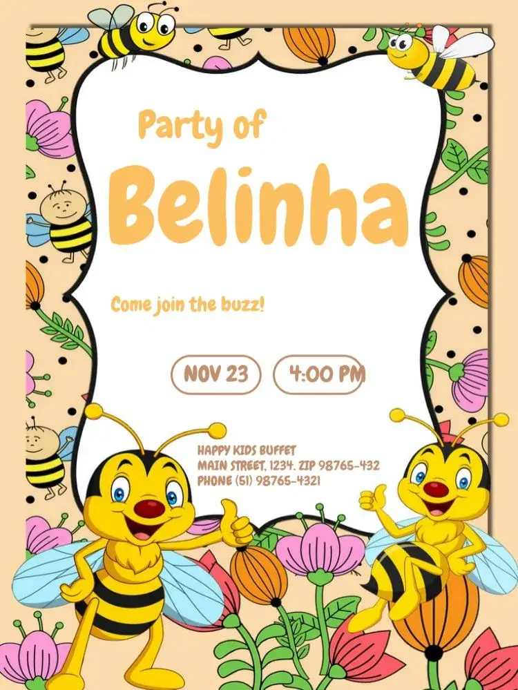 From Little Bee To Edit Celebration invitation