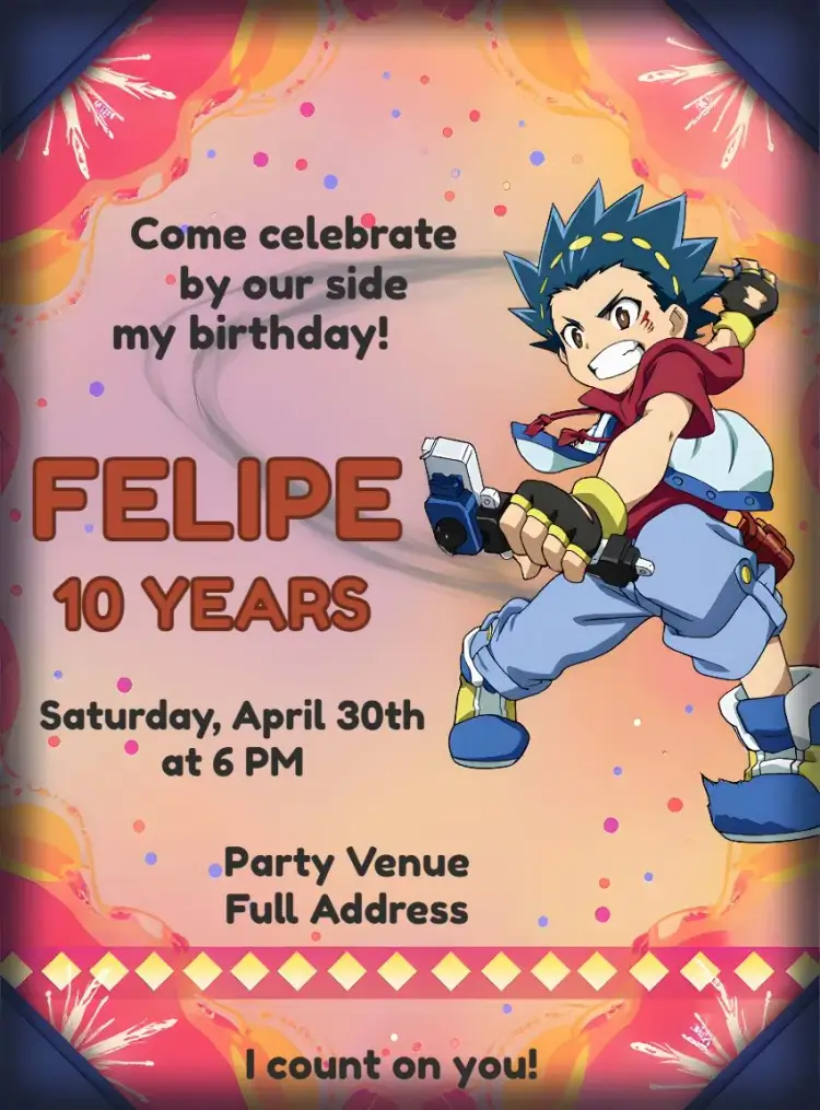 Beyblade Dragon invitation