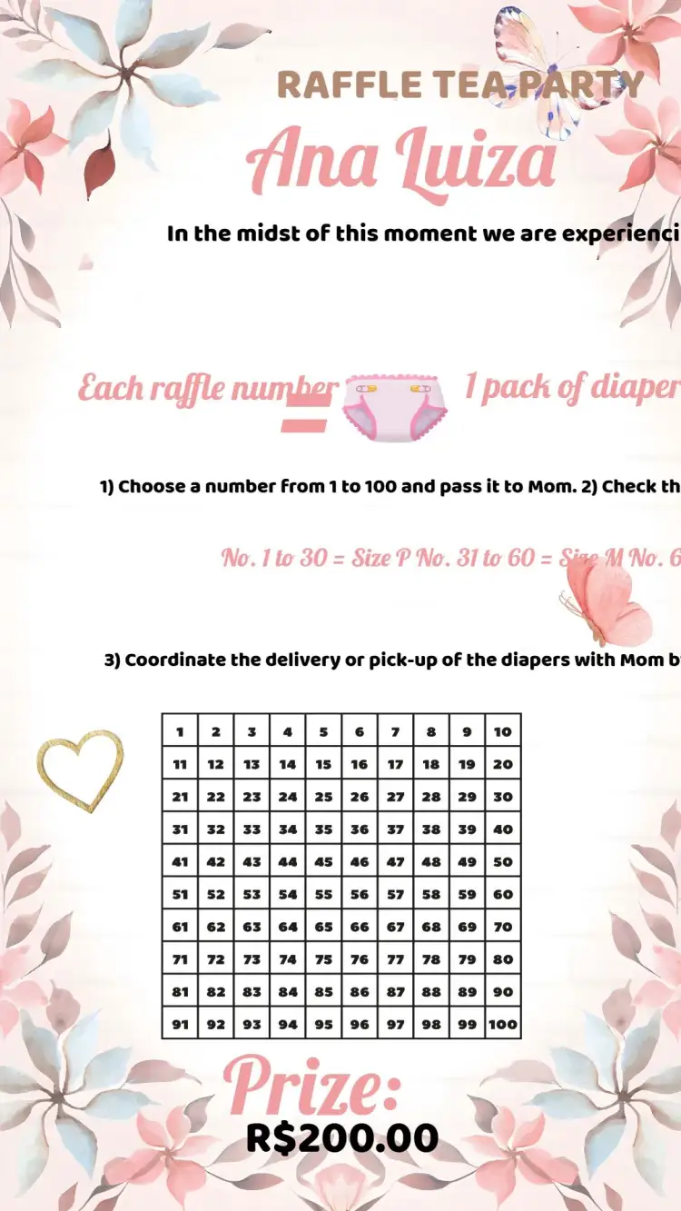 Invitation Floral Raffle Tea / – Raffle Tea theme floral, delicate, pink, brown, childish, nature