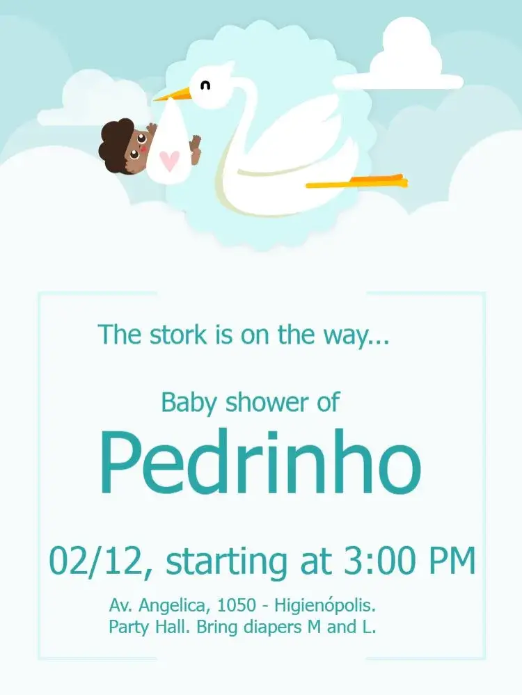 Stork Online Celebration invitation