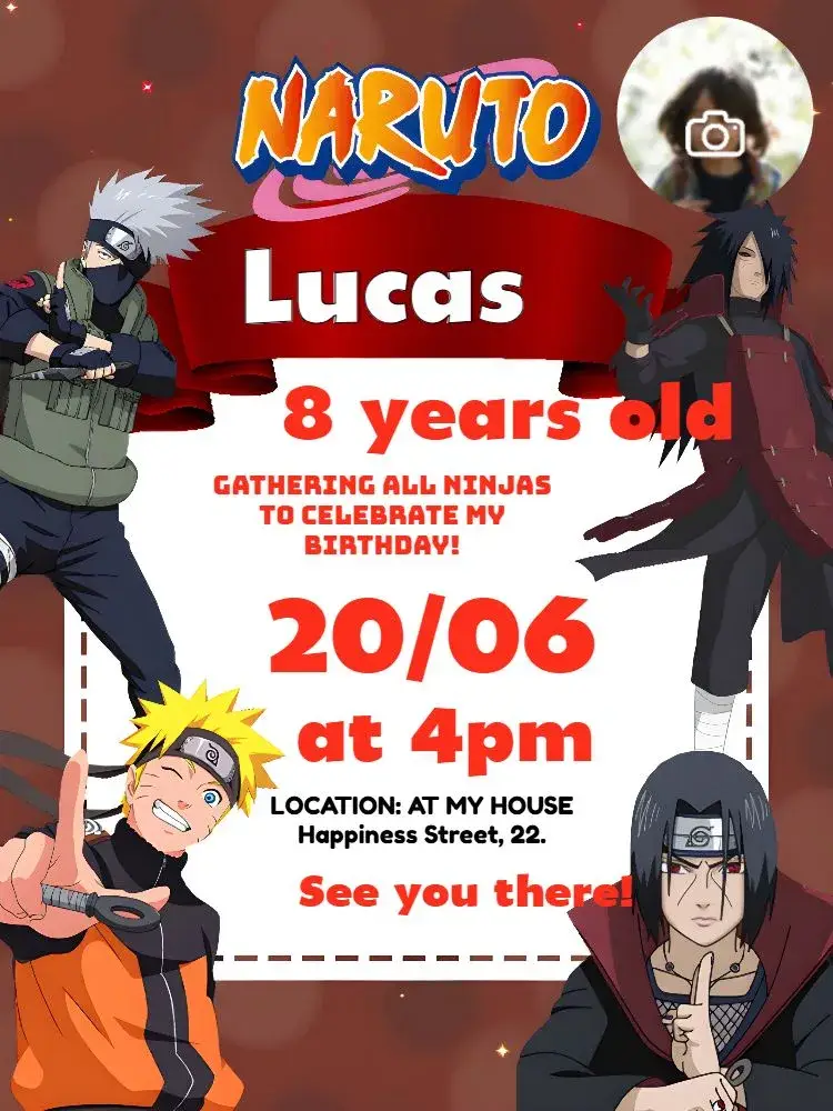 Naruto With Village Photo invitation