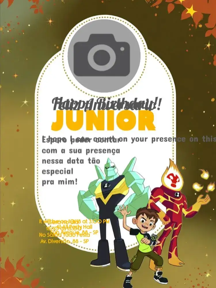 Invitation Ben 10 With Boy Photo – Kids' Birthday Party theme green, fun, adventure, cartoon, lively, colorful