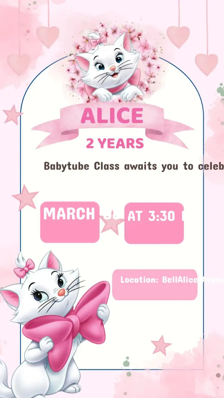 Marie Kitten Birthday Invitation