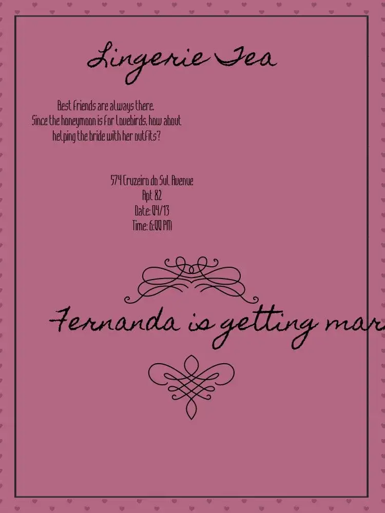 Invitation Lingerie Tea Celebration – Diaper Shower theme black and pink, elegant, modern, feminine, arabesque, fun