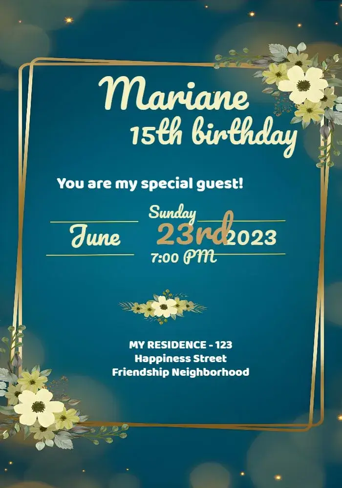 15th Orange Anniversary invitation