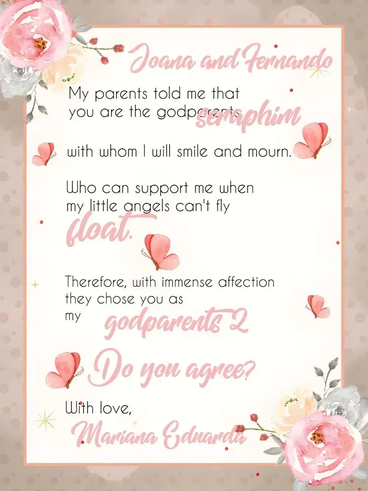Baptism Godparents Pink Floral invitation