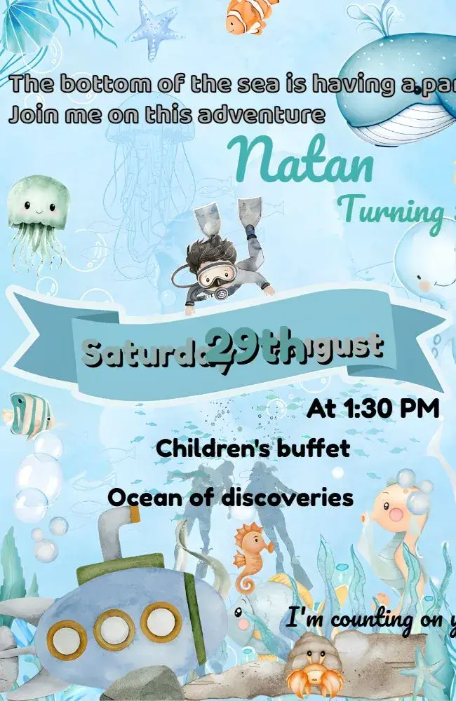 Blue Sea Background invitation