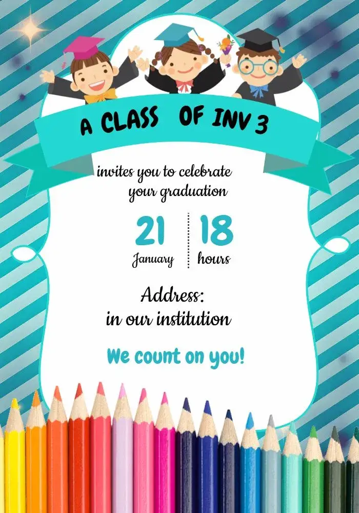 Invite Children's Graduation Ceremony Graduates editable and customizable