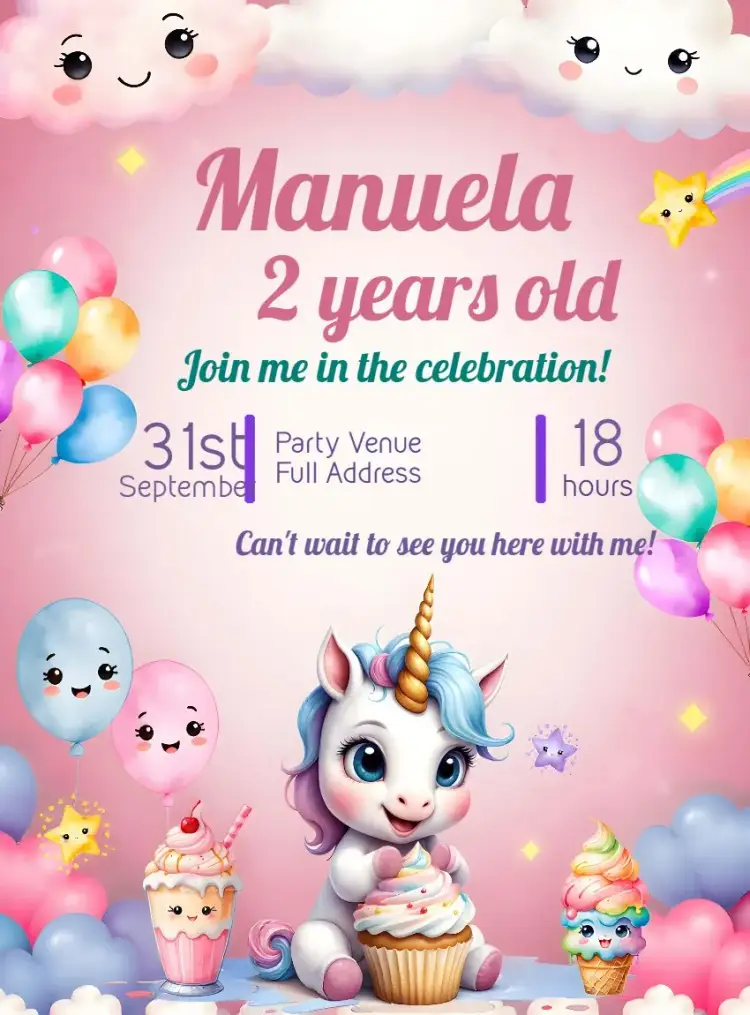 Unicorn Milkshake invitation