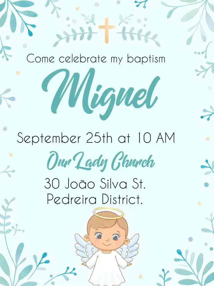 Invite White Baptism editable and customizable