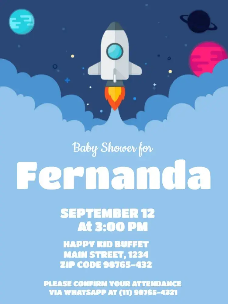 Rocket Baby Shower Party invitation