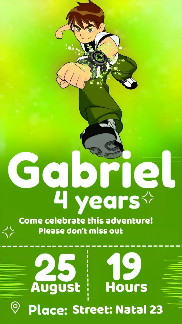 Ben 10 Cake invitation