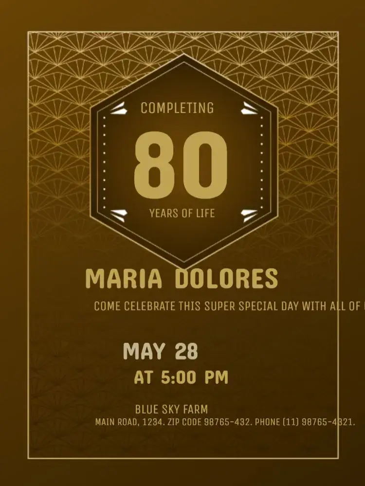 80 Years Golden Party invitation