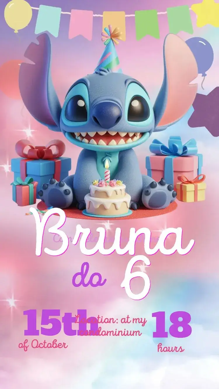 Invite Stitch birthday editable and customizable
