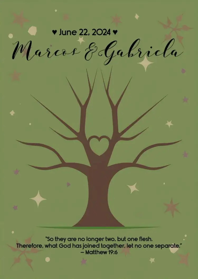 Invitation Brown Wedding Fingerprint Tree – Wedding theme rustic, minimalist, elegant, frame, boho, natural