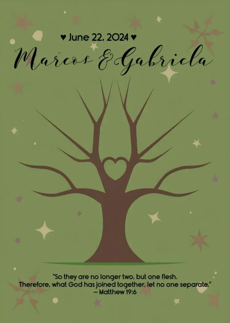 Brown Wedding Fingerprint Tree invitation