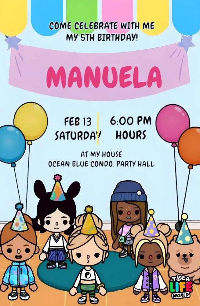 Invitation Toca Life World Game Birthday – Most searched for theme colorful, fun, playful, themed, modern, youthful