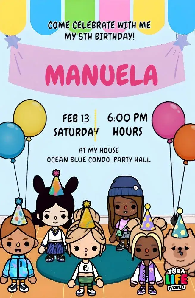 Toca Life World Game Birthday invitation
