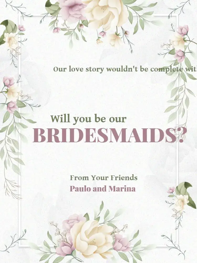 Invite Floral Elegant Wedding for Bridesmaids editable and customizable