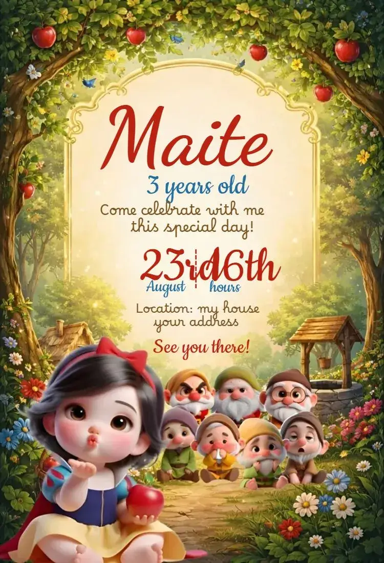 Invite Snow White 2 editable and customizable