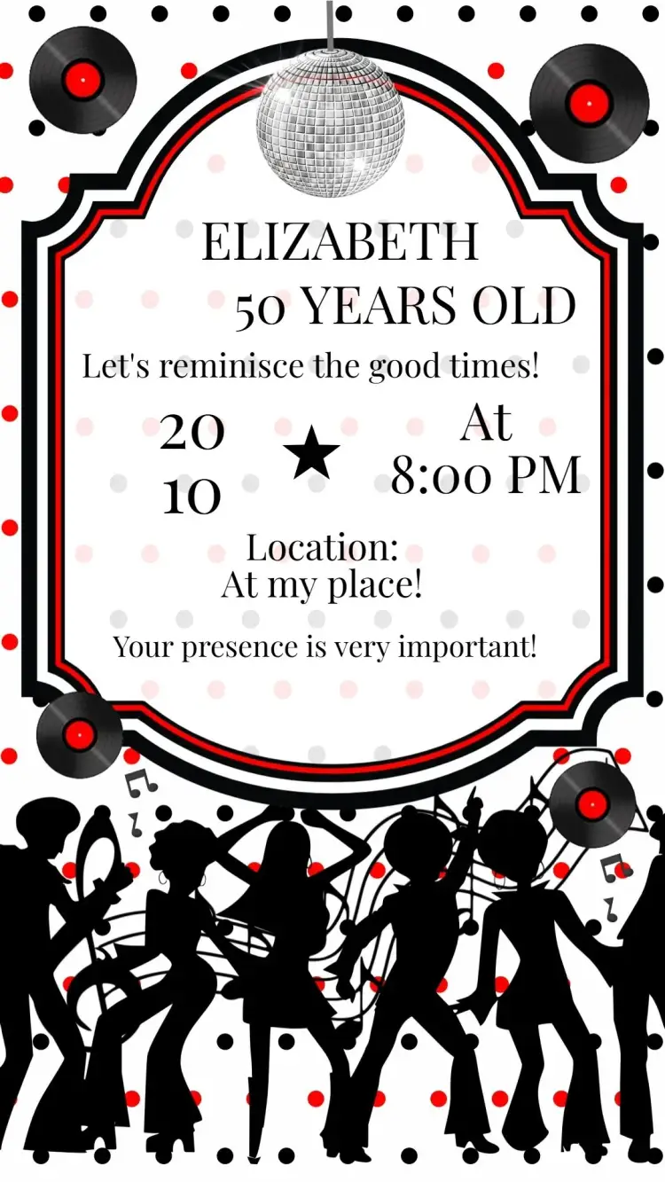 Invite 60s 70s Invitation editable and customizable