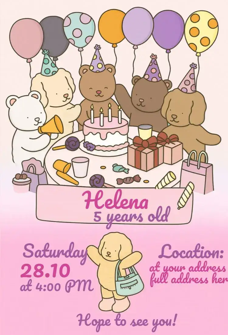 Invitation Bobbie goods 1 – Birthday theme colorful, playful, fun, modern, childlike, cheerful