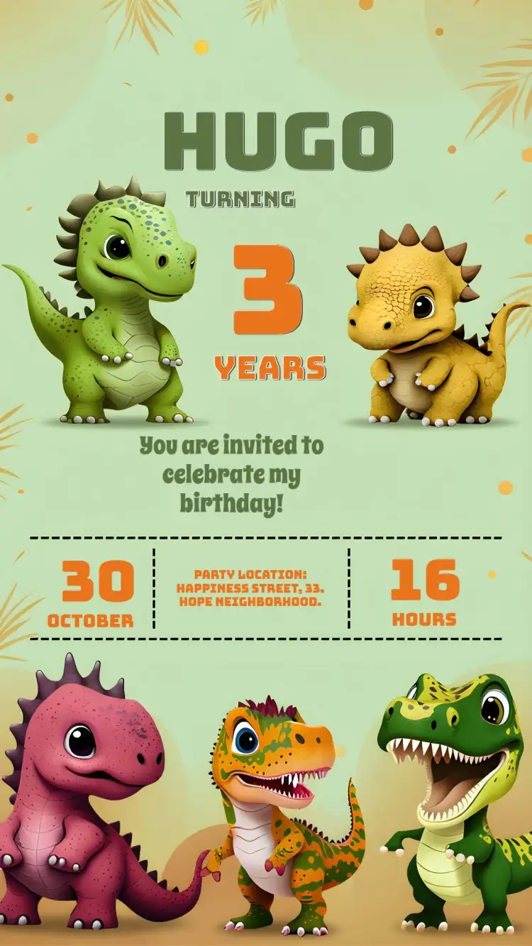 Yellow Dinosaur invitation