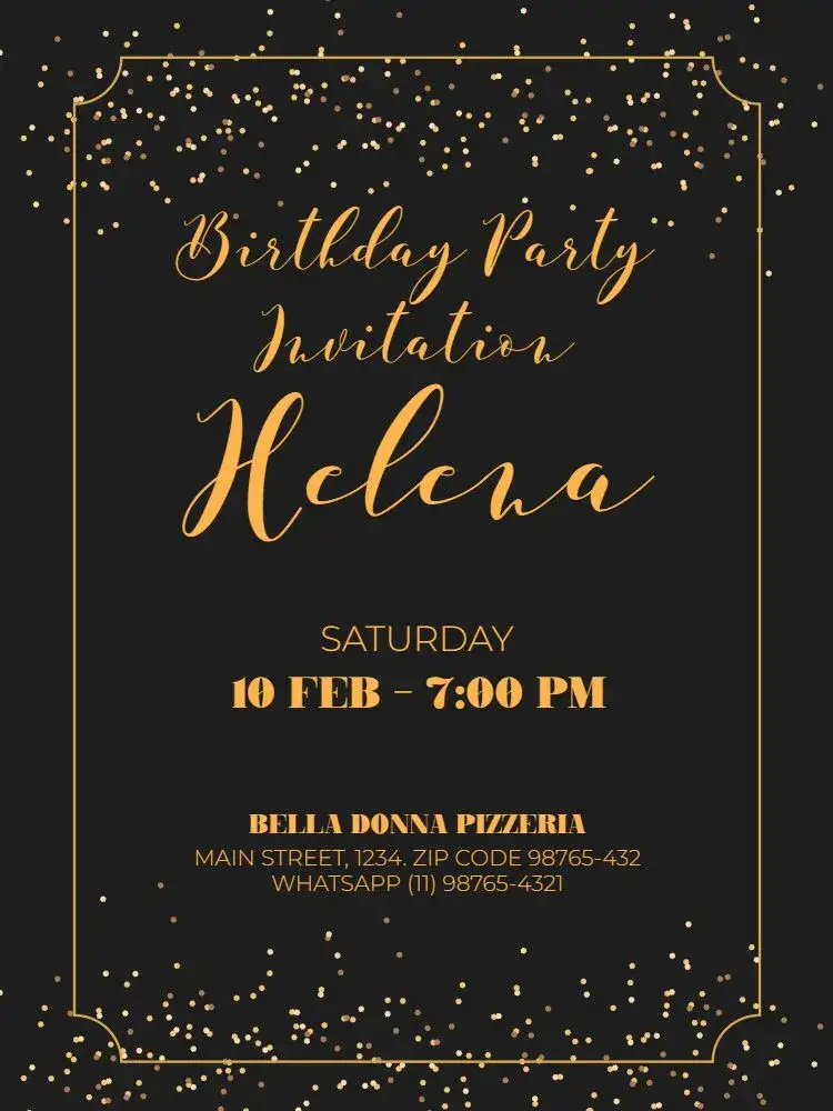 Invitation Stylish Golden Glam Adult – Kids' Birthday Party theme golden, glamorous, elegant, dark, modern