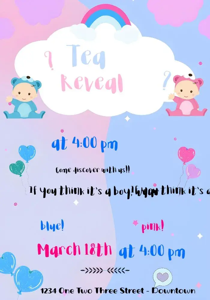 Blue Babies Gender Reveal Tea invitation
