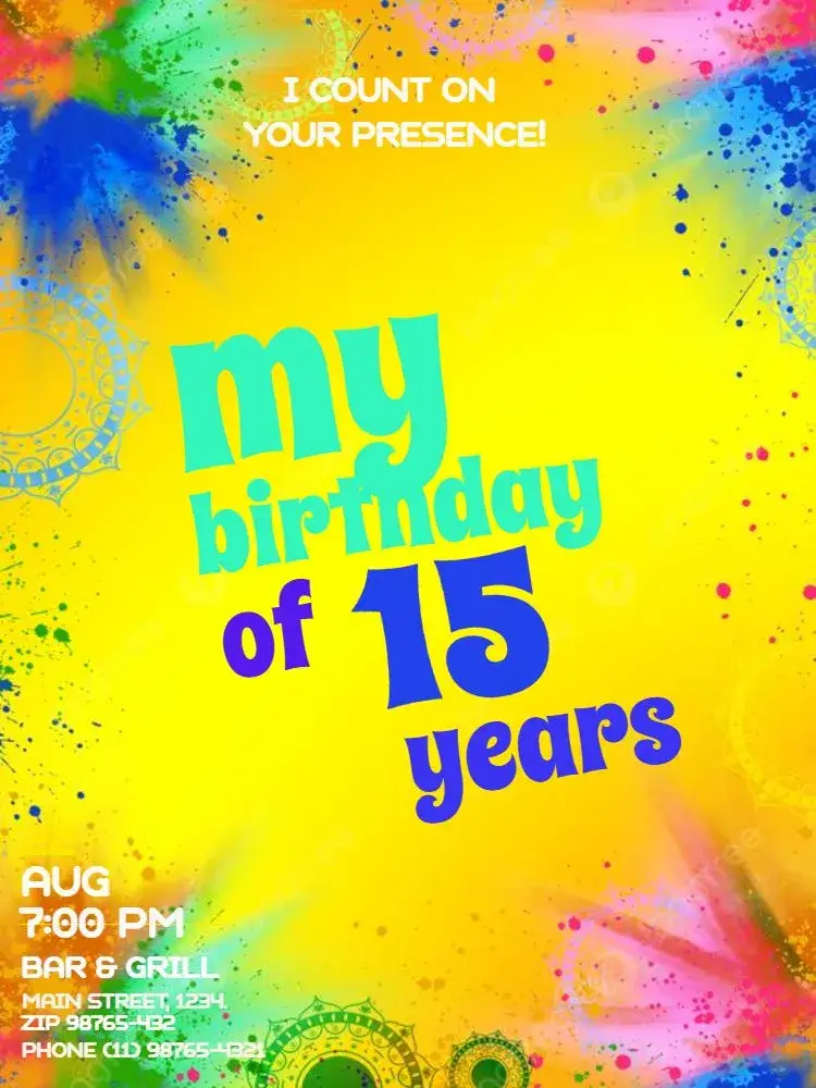 Invitation 15 Years To Edit Fun – Sweet 15 theme colorful, fun, musical, modern, purple, childish