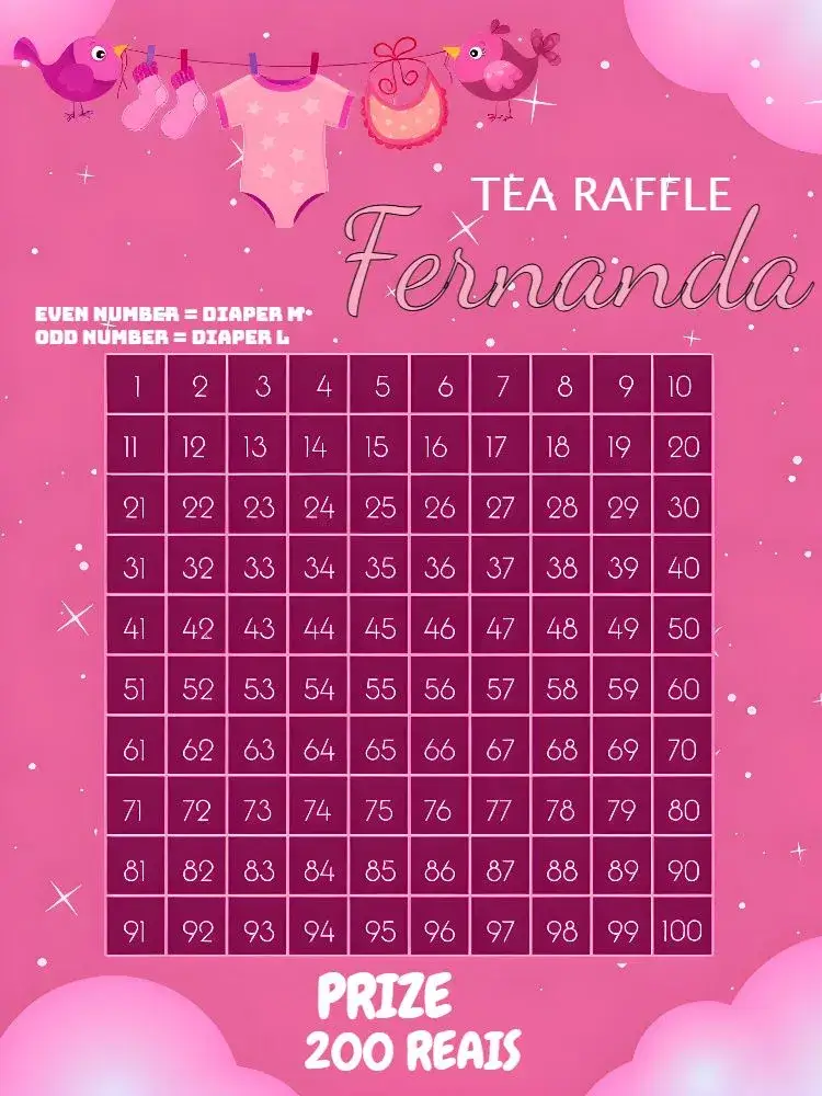 Invitation Pink Clothesline Raffle Tea – Raffle Tea theme pink, white, minimalist, playful, fun
