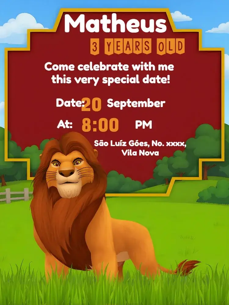 Red Lion King invitation