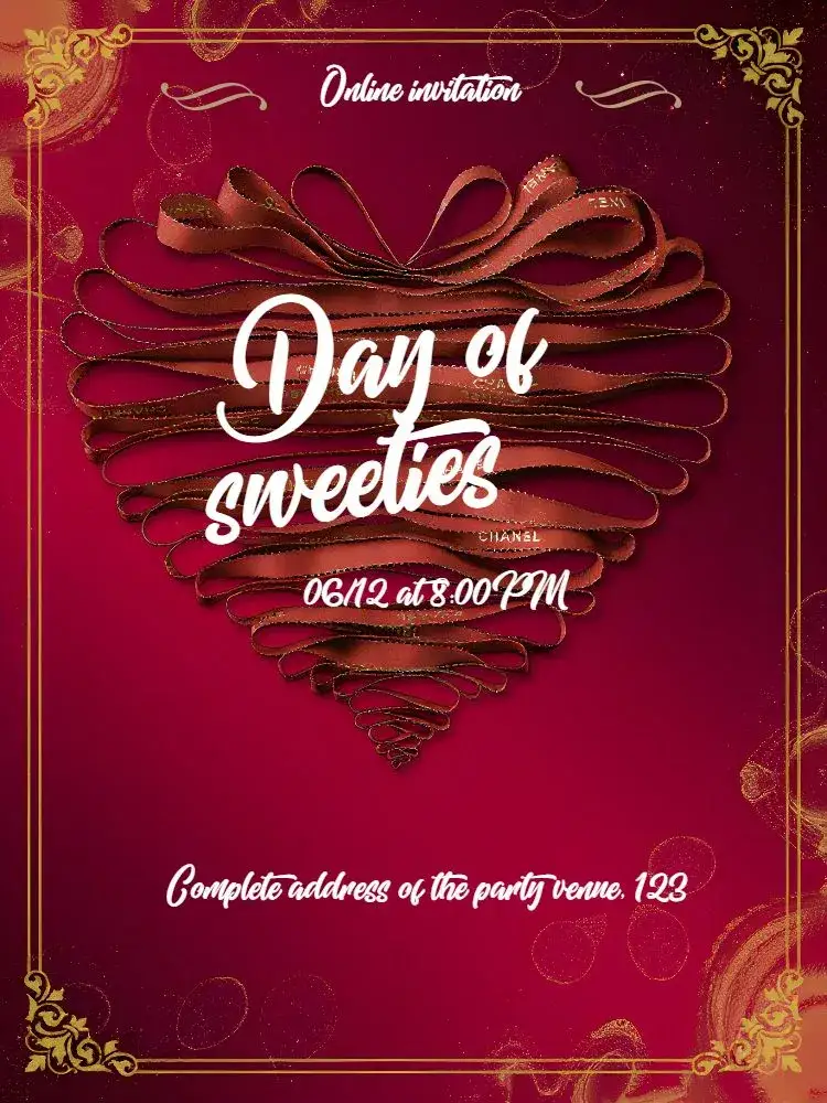 Invitation Valentine's Day Red Roses – Commemorative Dates theme romantic, red, flowers, heart-shaped, elegant, modern
