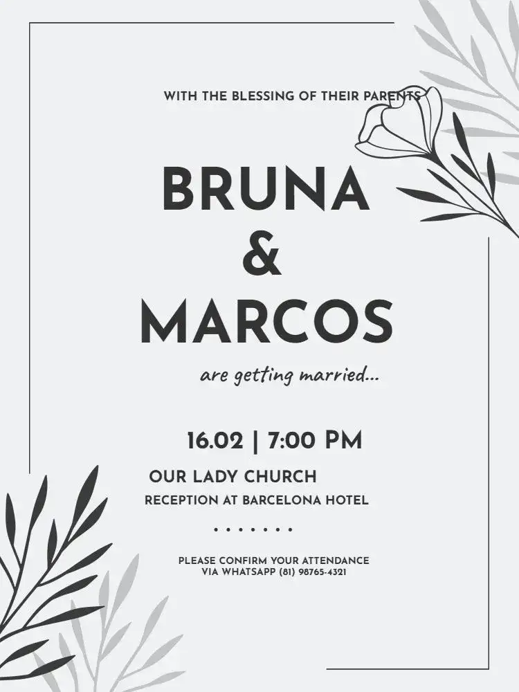 Simple And Affordable Black And White Floral Wedding
