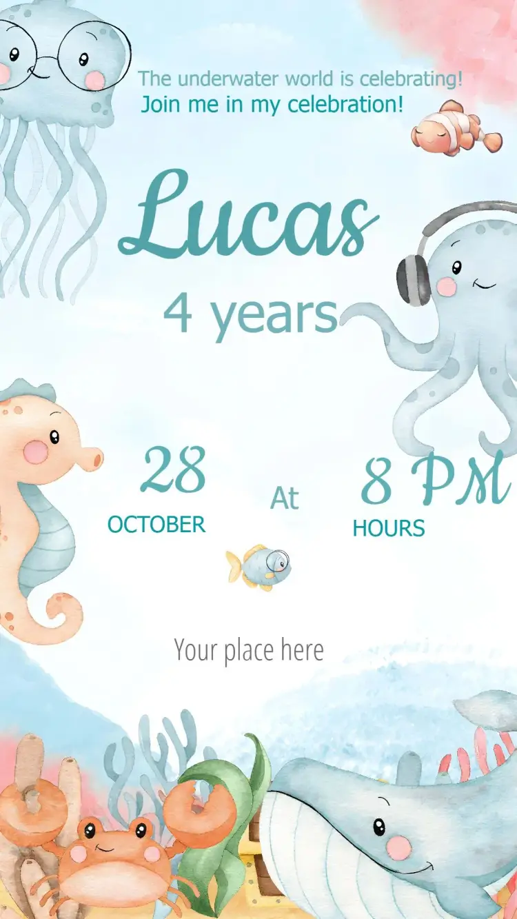 Underwater Watercolor Fish invitation