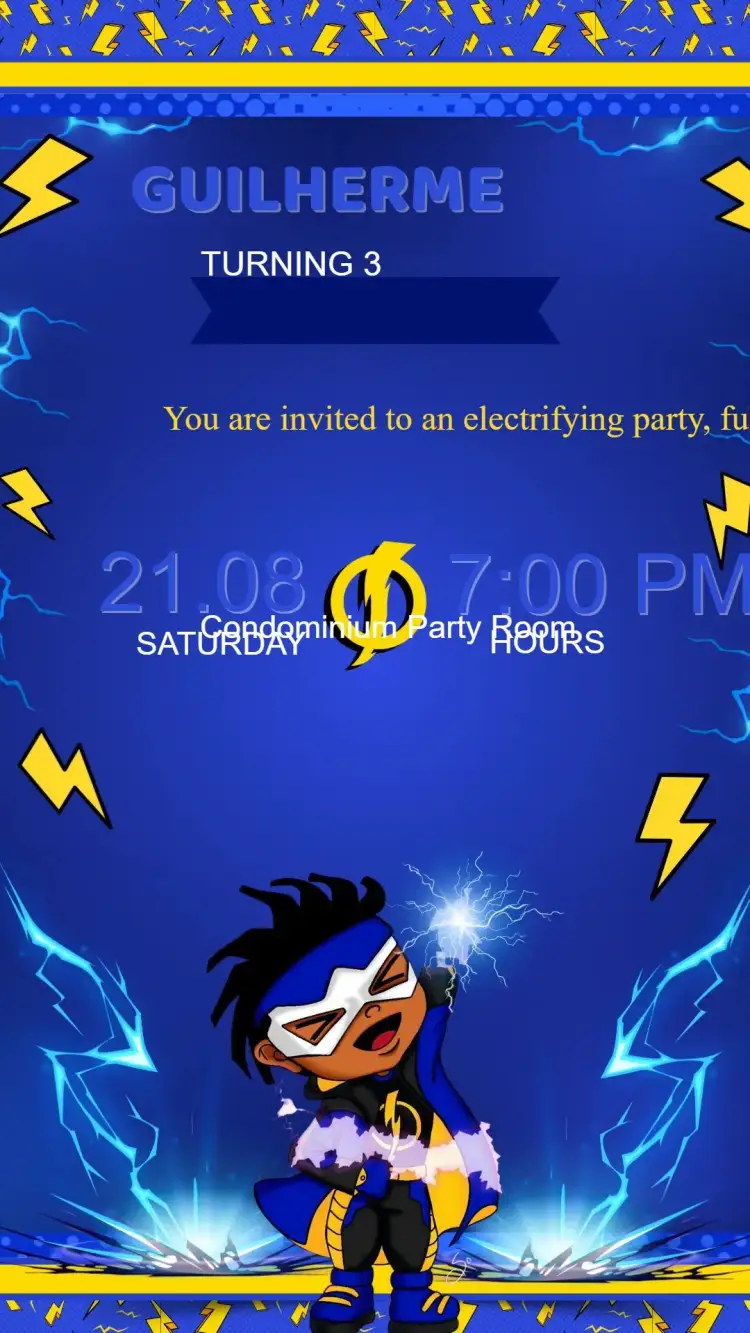 Invitation Super Shock Birthday Invitation – Kids' Birthday Party theme colorful, modern, superhero-themed, fun, dynamic