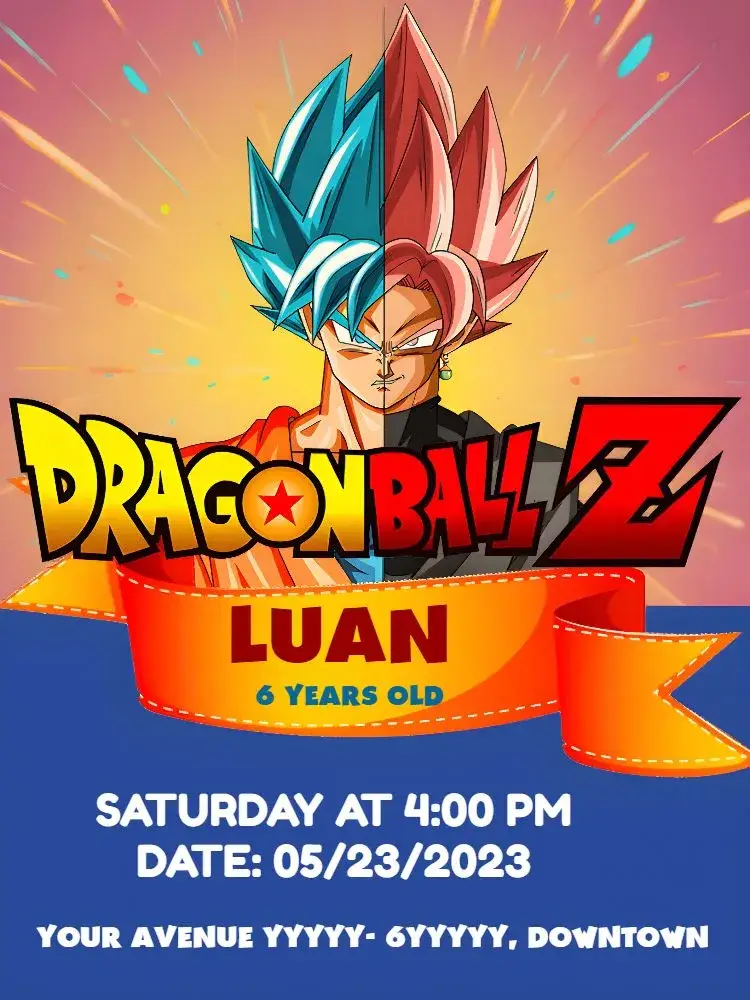 Dragon Ball Z Multicolor invitation