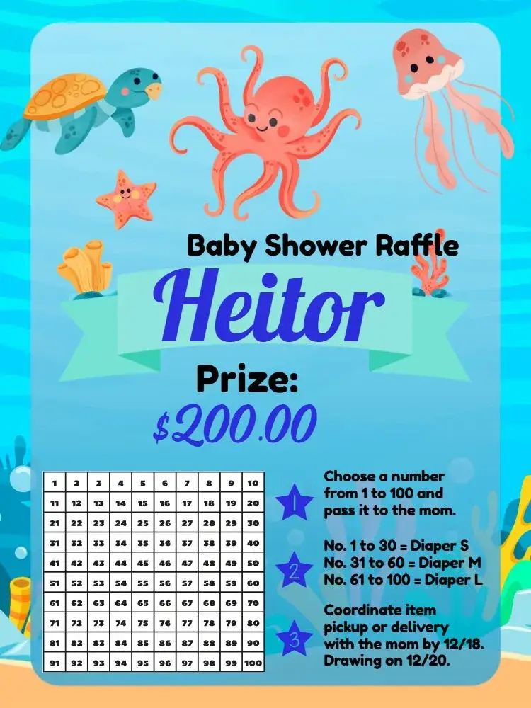 Under the Sea Baby Shower Raffle Tea invitation