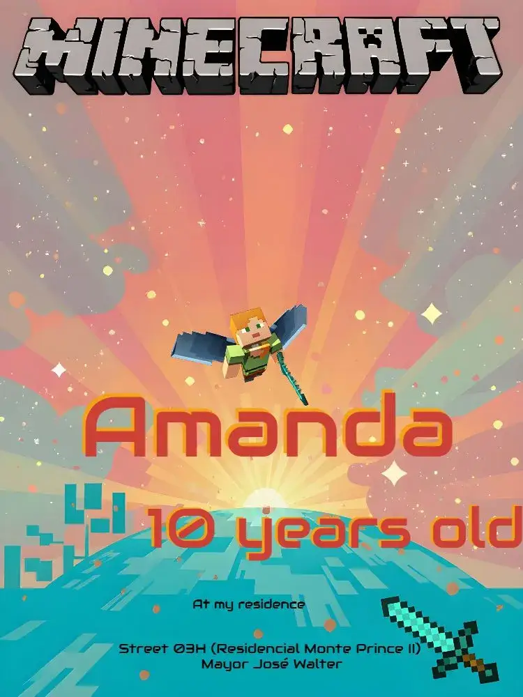 Minecraft Boy invitation