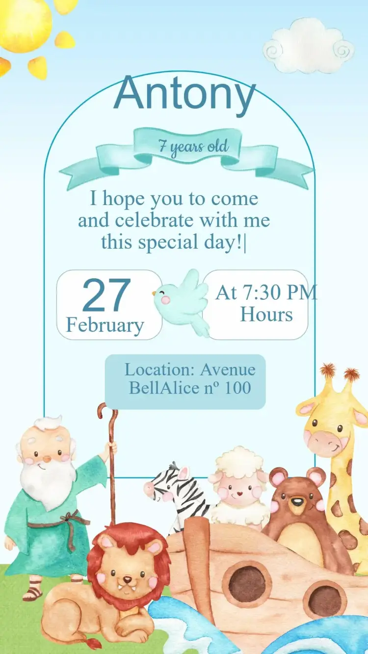 Ark of Noah Birthday Invitation