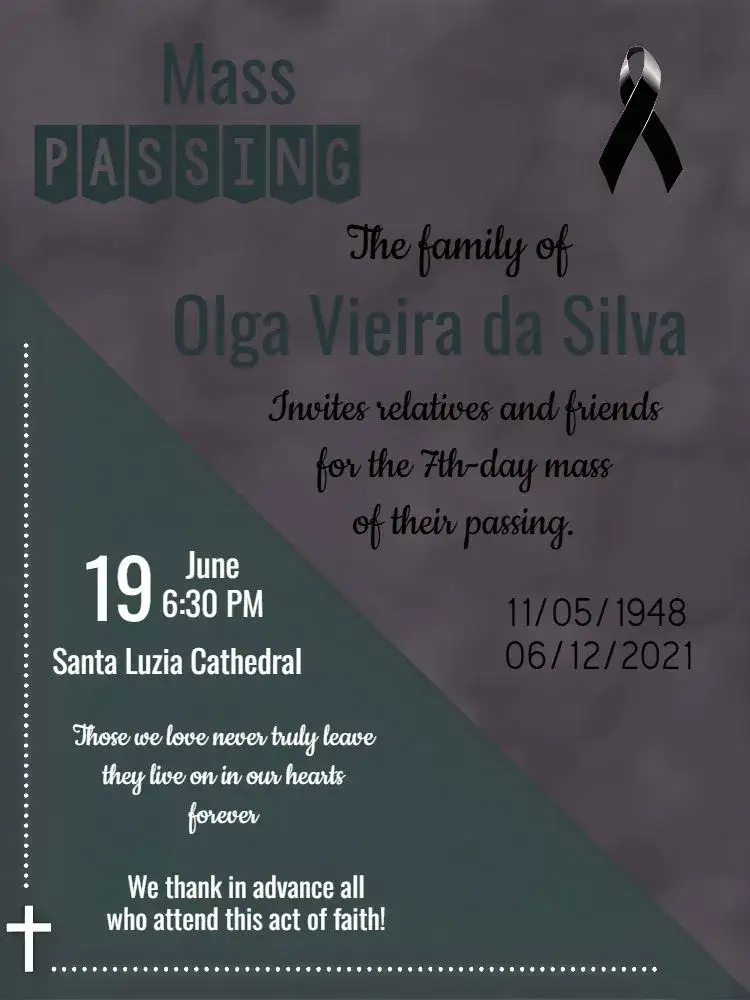 Invitation Para Funeral Mass of the Deceased on All Souls' Day – Commemorative Dates theme broken hearted, minimalist, elegant, sober, modern