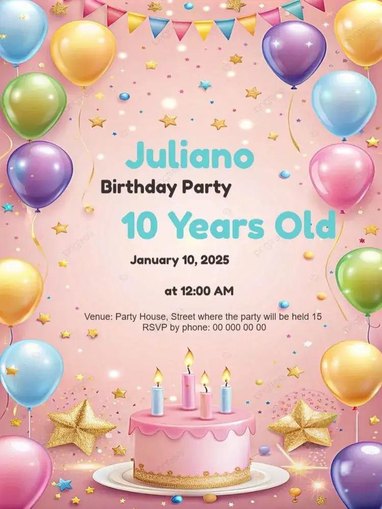 Party Balloons To Edit Celebration invitation